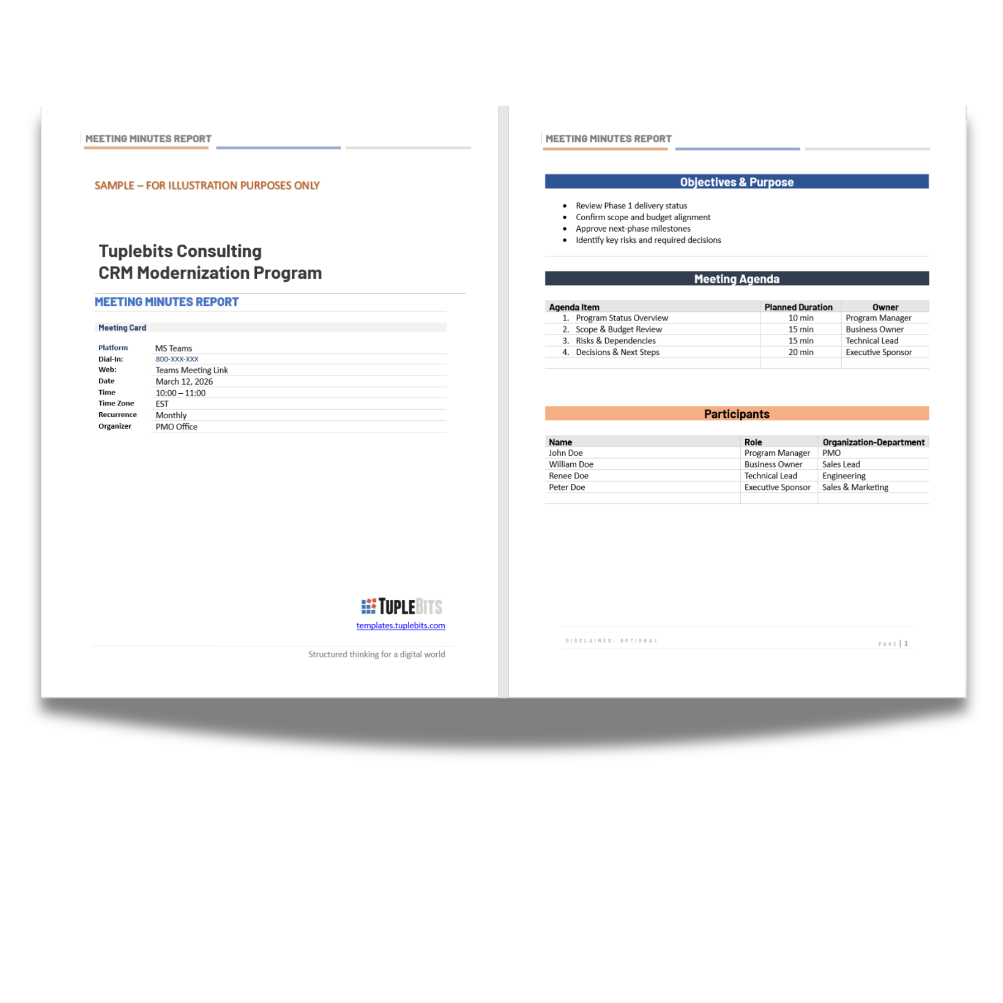 Executive Meeting Report Template Preview