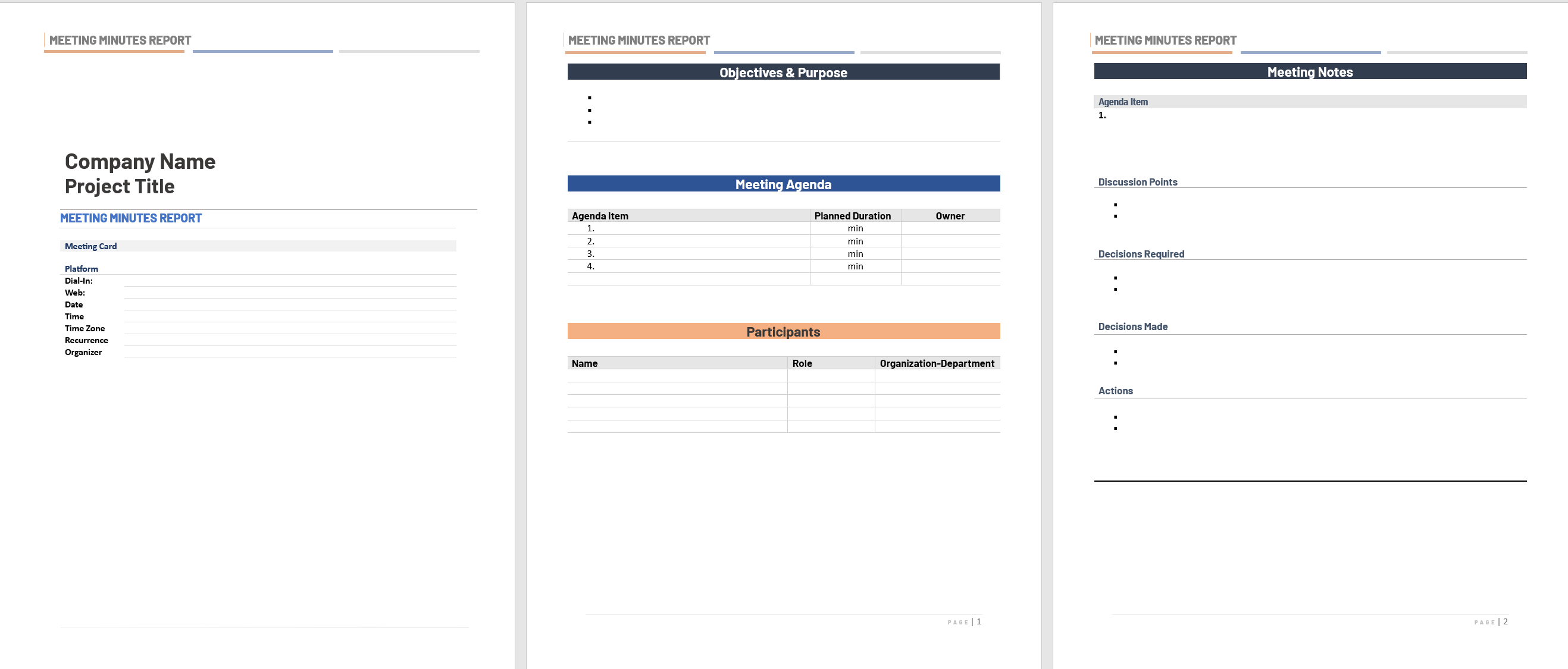 Executive Meeting Report Template Preview