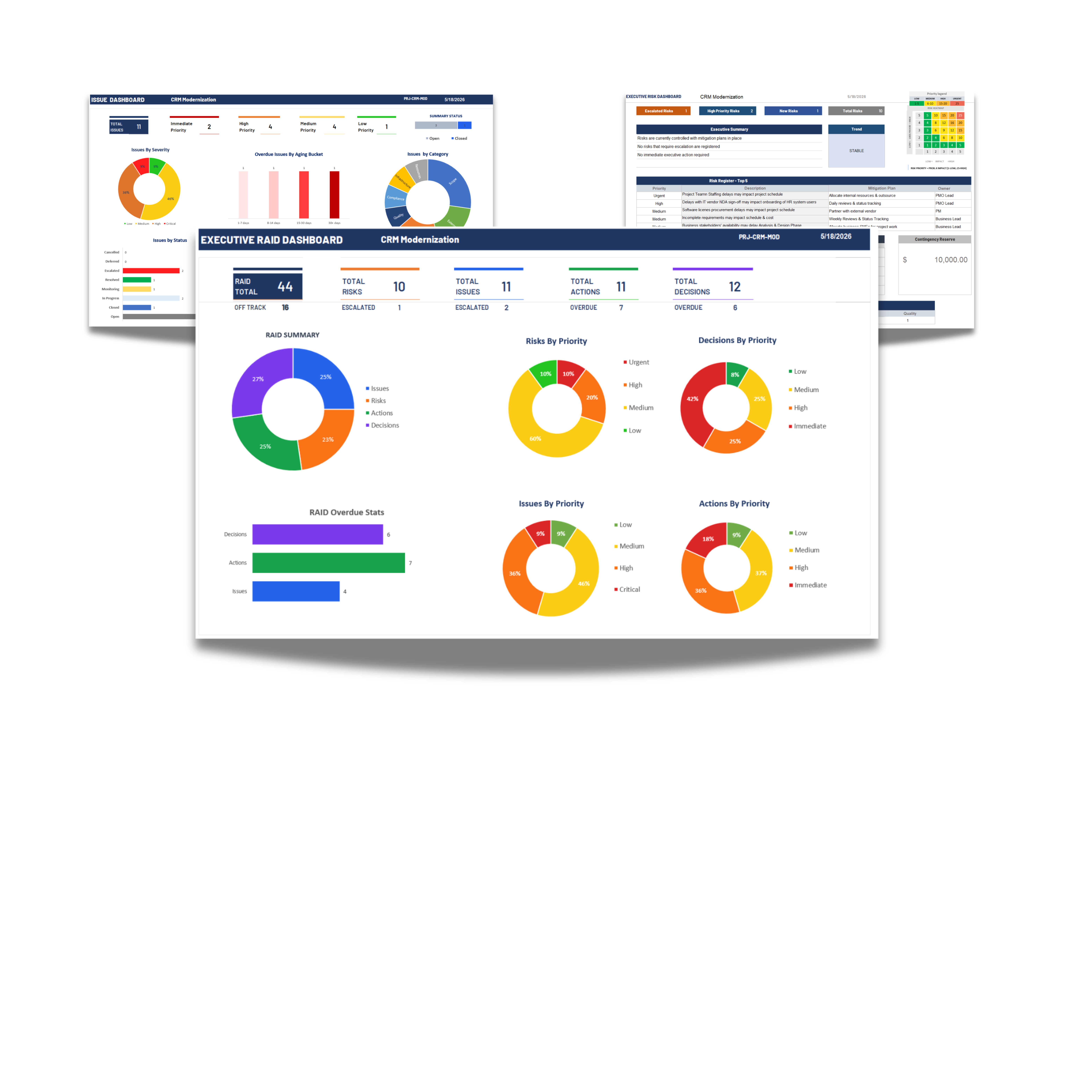 Project Management RAID Excel Log Template preview