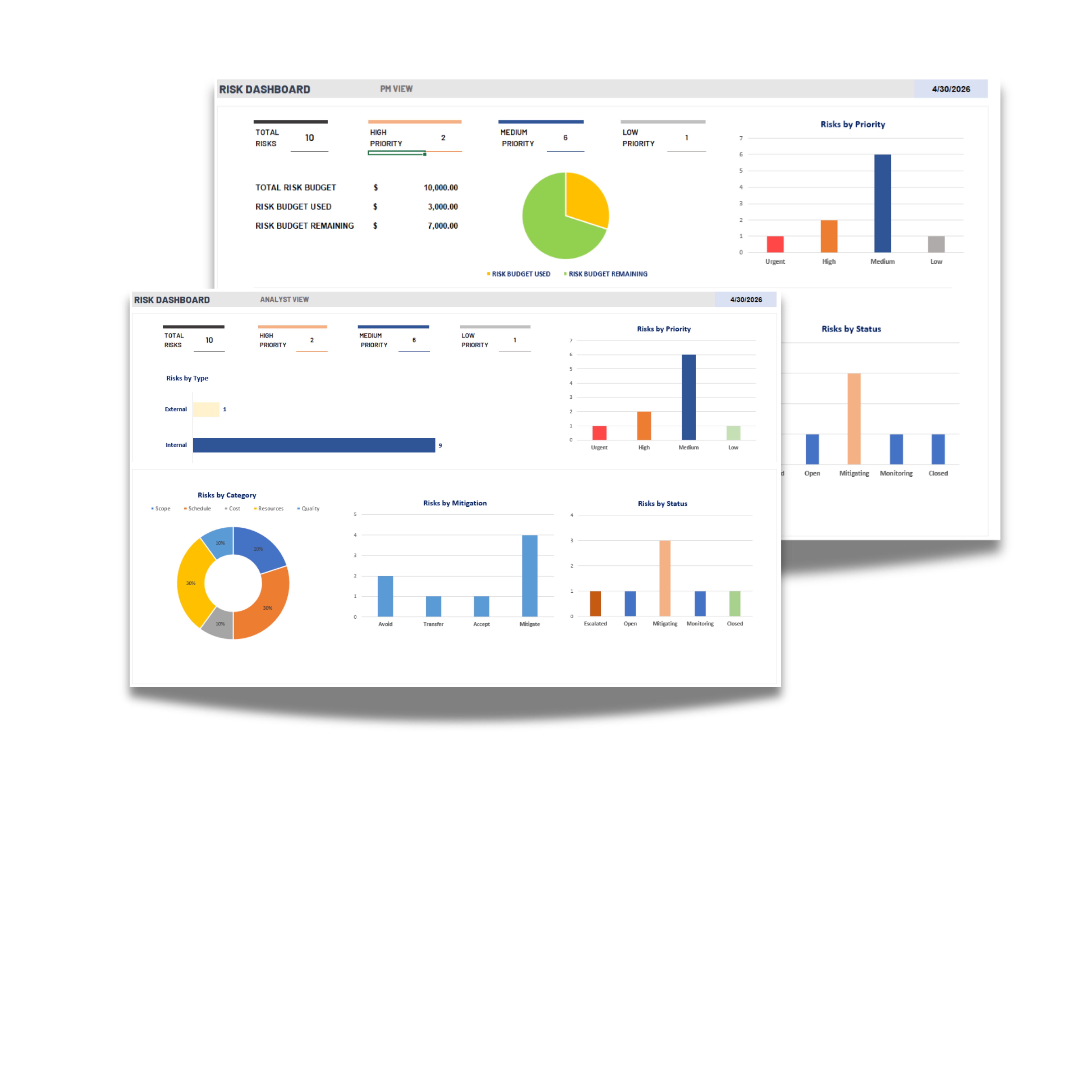 Risk Register and Executive Dashboard Template preview
