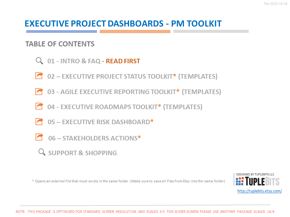 Executive PM Reporting Toolkit Contents